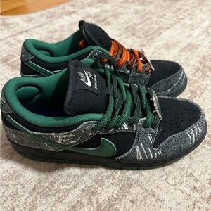 Nike Dunk Low Black with Green and Orange Details